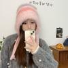 New Design Y2k Handbag-hat Plush Knitted Pullover Beanie Hat Winter Striped Drawstring Hat  Girls