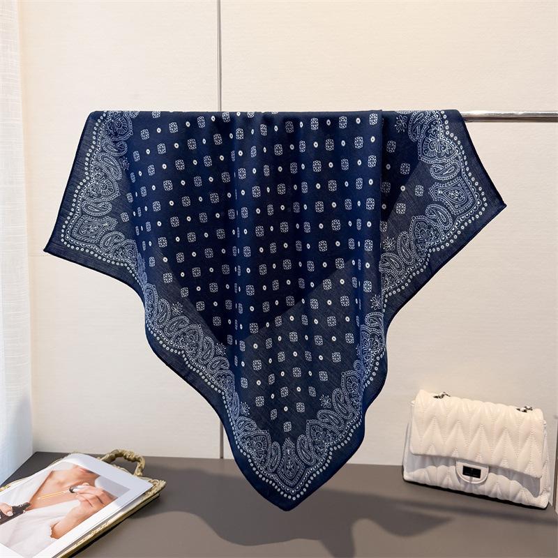 Cashew Herringbone Cotton Linen Small Square Scarf Silk Imitating Velvet Shawl Sun Protection Women's