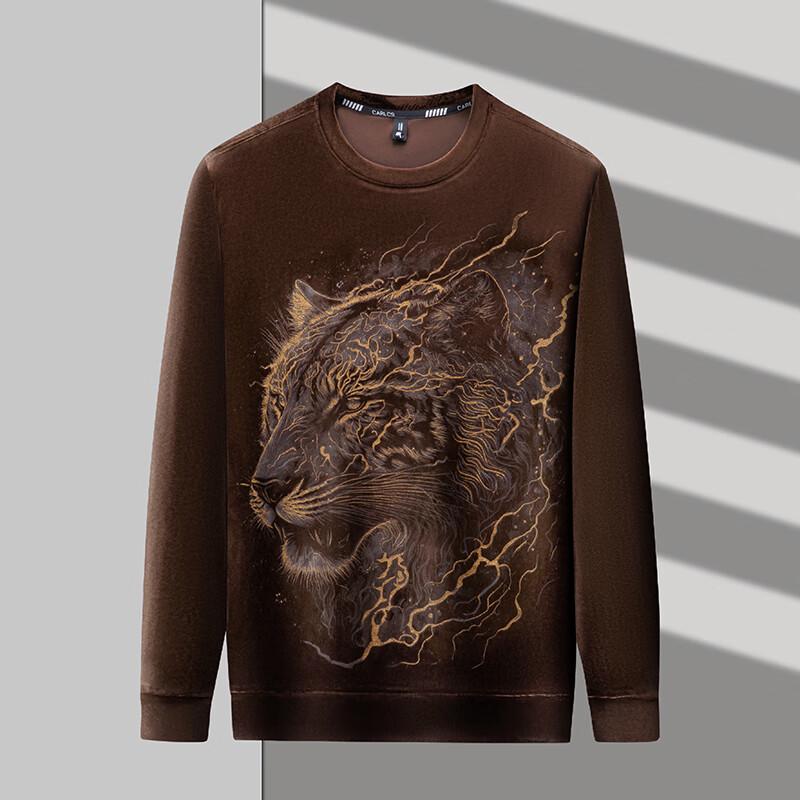 Firstview Men's Urban Casual Digital Print Velour Long Sleeve Sweatshirt FV24D1286