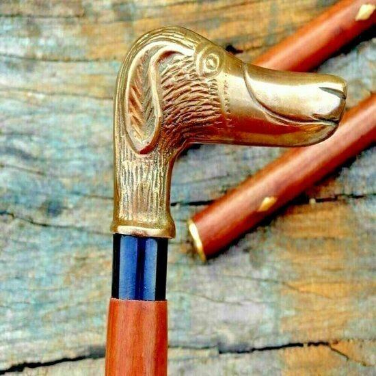 Antiker Stil Viktorianisch Vintage Designer Messinggriff Gehstock Holzspazierstock