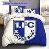 1. FC Magdeburg Muster Bettwäsche Heimdekoration Geburtstagsgeschenk (1 Bettbezug + 2 Kissenbezüge, ohne Füllung)