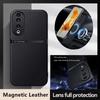 For Honor 90 5G Case Car Magnetic Holder Silicone Cover for Honor90 Honar Honer 90 5G 2023 REA-NX9 Leather Texture Phone Cases