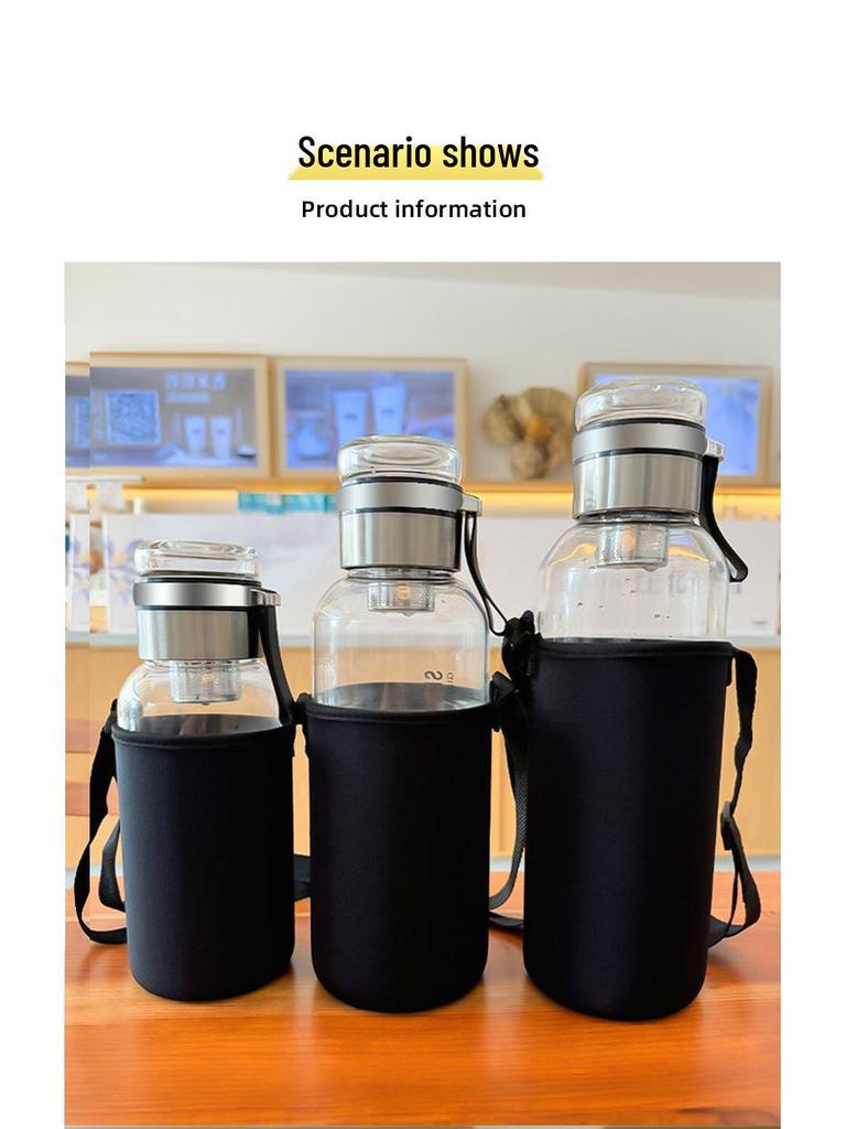 Durable High Borosilicate Glass Water Bottle with Tea Infuser – Large Capacity, Drop-Proof, High-Temperature Resistant