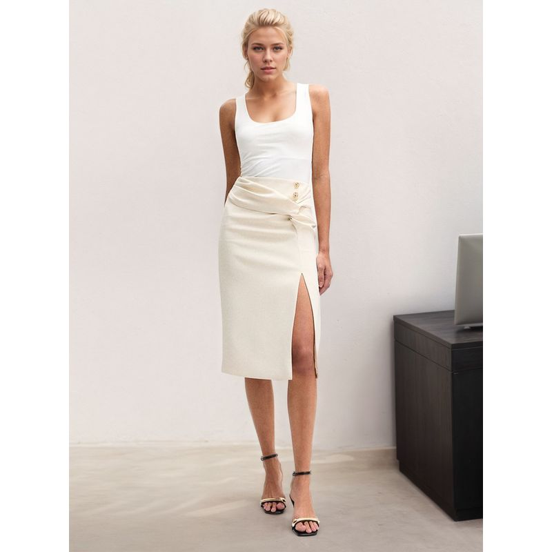 Western Style Fashion Elegant Summer Skirt Split Button All-Match Slim fit Women clothes Skirt Split Skirt