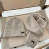 2Pcs/Set Children Hat Scarf Set Bow Knitted Hood Windproof Neck Scarf Set Thickened Soft Warm Cozy Autumn Winter Wear