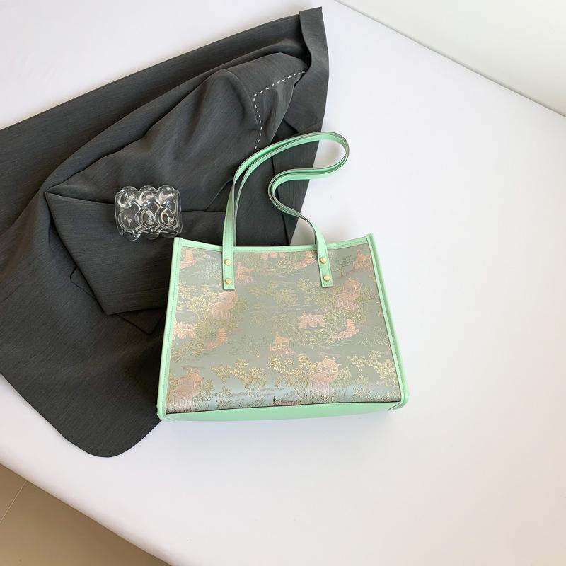 

Літо 2024 року, нова повсякденна сумочка, сумка студентського класу, проста модна сумка на плече великої місткості зелений