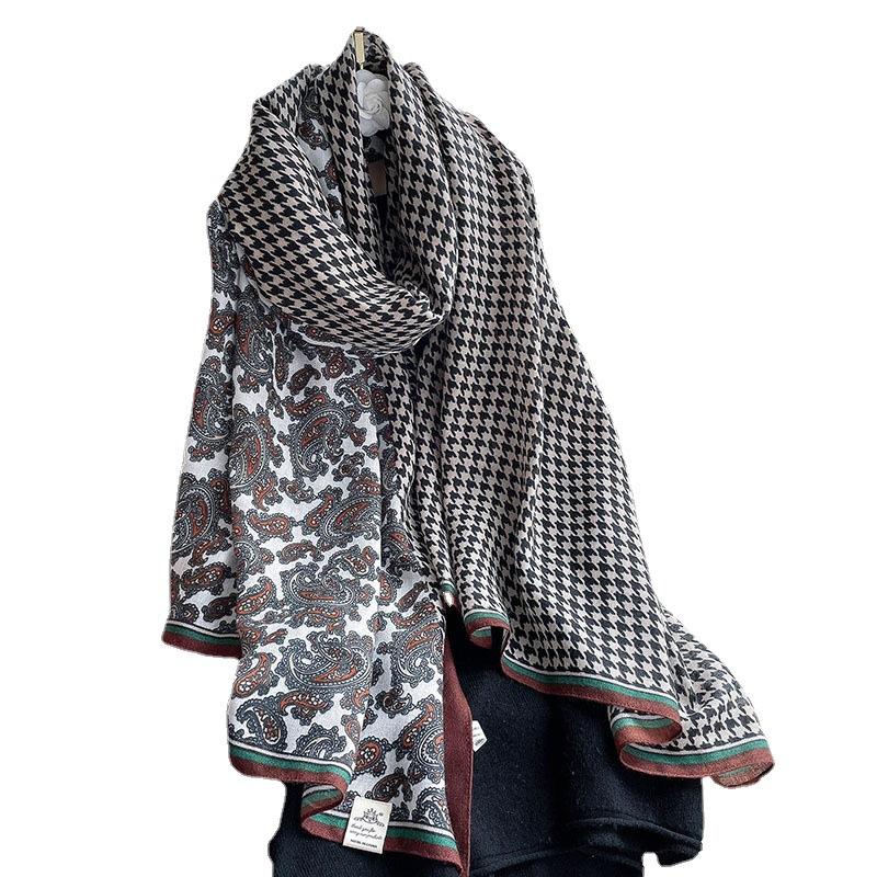 Korean New Cotton and Linen Hand Feel Shawl Beach Towel  Medium-length Silk Scarf Travel Sun Protection and Sun Protection for Women
