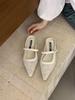 Gentle Wind Mary Jane Baotou Slippers Women'S One-Word Button Pointed Versatile Half Slippers Summer