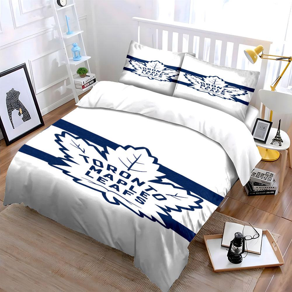 "Toronto Maple Leafs Logo Bedding Set" Print Bedding Set Duvet Cover Pillowcases (1* Duvet Cover 2* Pillowcases Do Not Include Comforter)