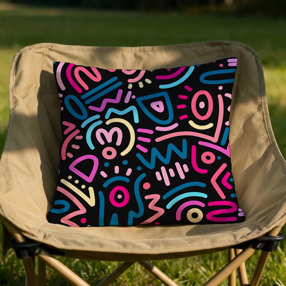 trendy color block splicing Cushion Cover Soft Reversible Durable Pillow Cover MultiScene Use for Home Car Daily Comfort