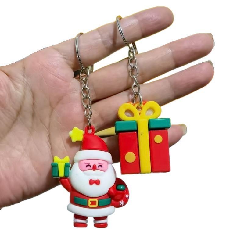 Cartoon Weihnachts Silikon Schlüsselanhänger Nikolaus Rentier Schneemann Formen Langlebige Taschendekoration für Weihnachtsgeschenke Tägliche Nutzung