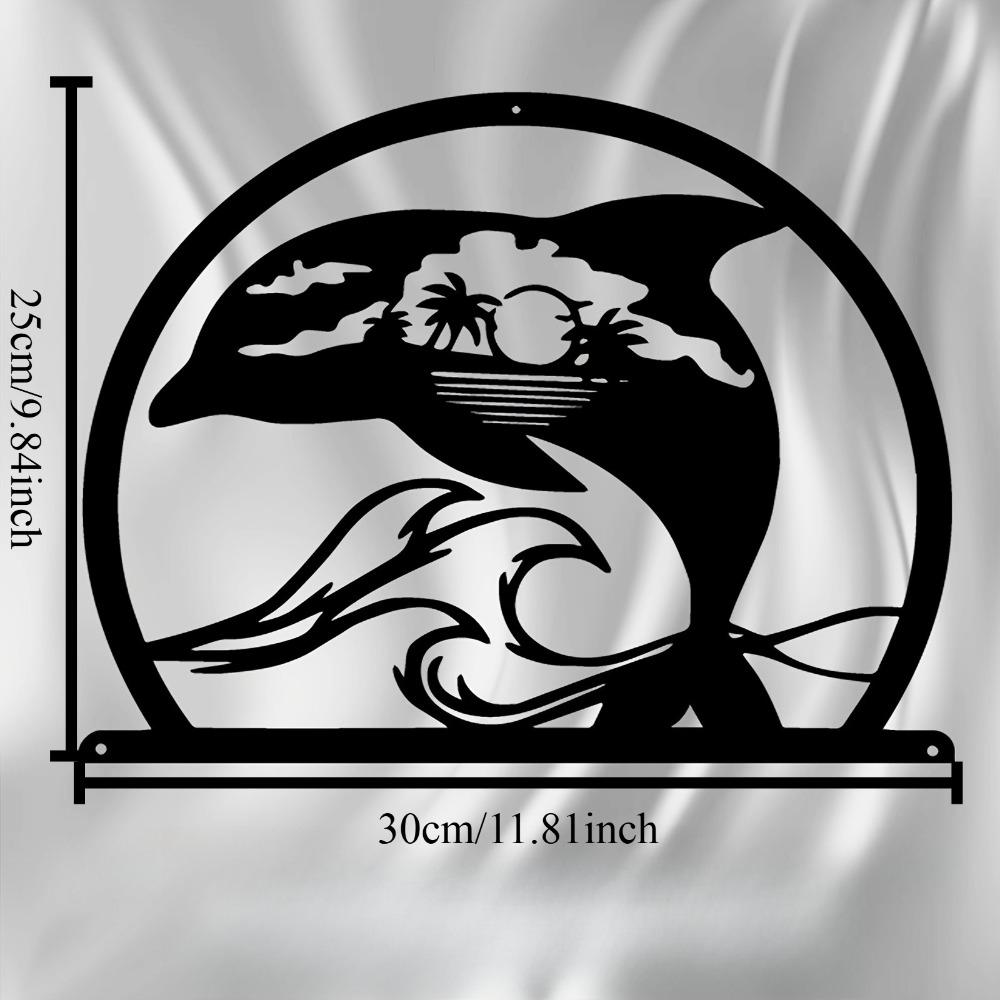 

1pc Dolphin Ocean Metal Wall Art, Leaping Marine Sculpture, Weather Resistant Iron Mural for Coastal Nautical Decor Patio Garden Fence, Holiday Gift 12in