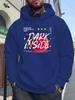 Navy Blue Hoodie with "Dark Side" Graphic Print - Casual