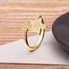 Nidin New Hip Hop Rock Five Star Rings Men Women Luxury Gold  Color Rhinestones Zircon Pentagram Adjustable Wedding Party Gift