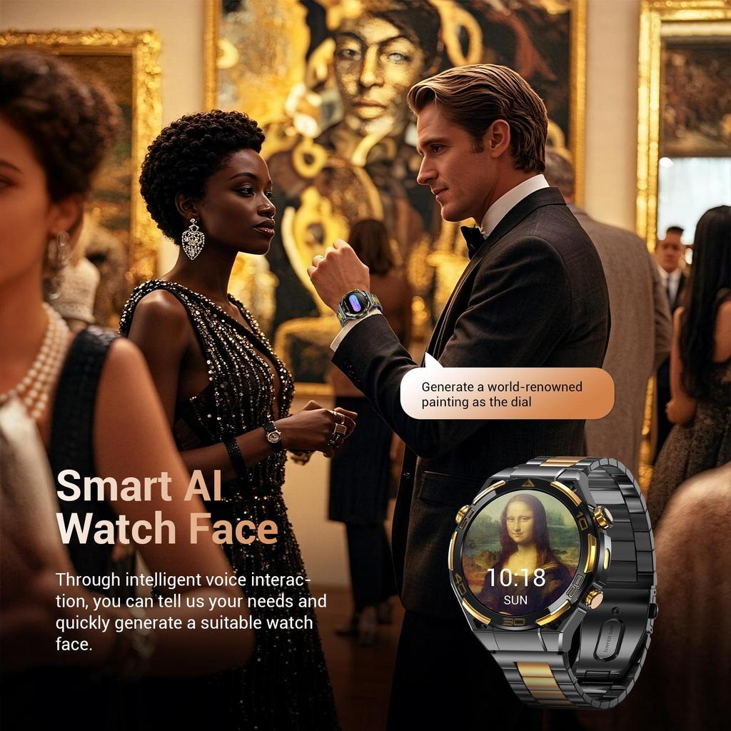 Blackview W90 Pro AI Smartwatch mit integriertem ChatGPT | 1,43" AMOLED-Bildschirm 100+ Sportmodi GPS + Kompass Bluetooth-Anrufe 900mAh Akku