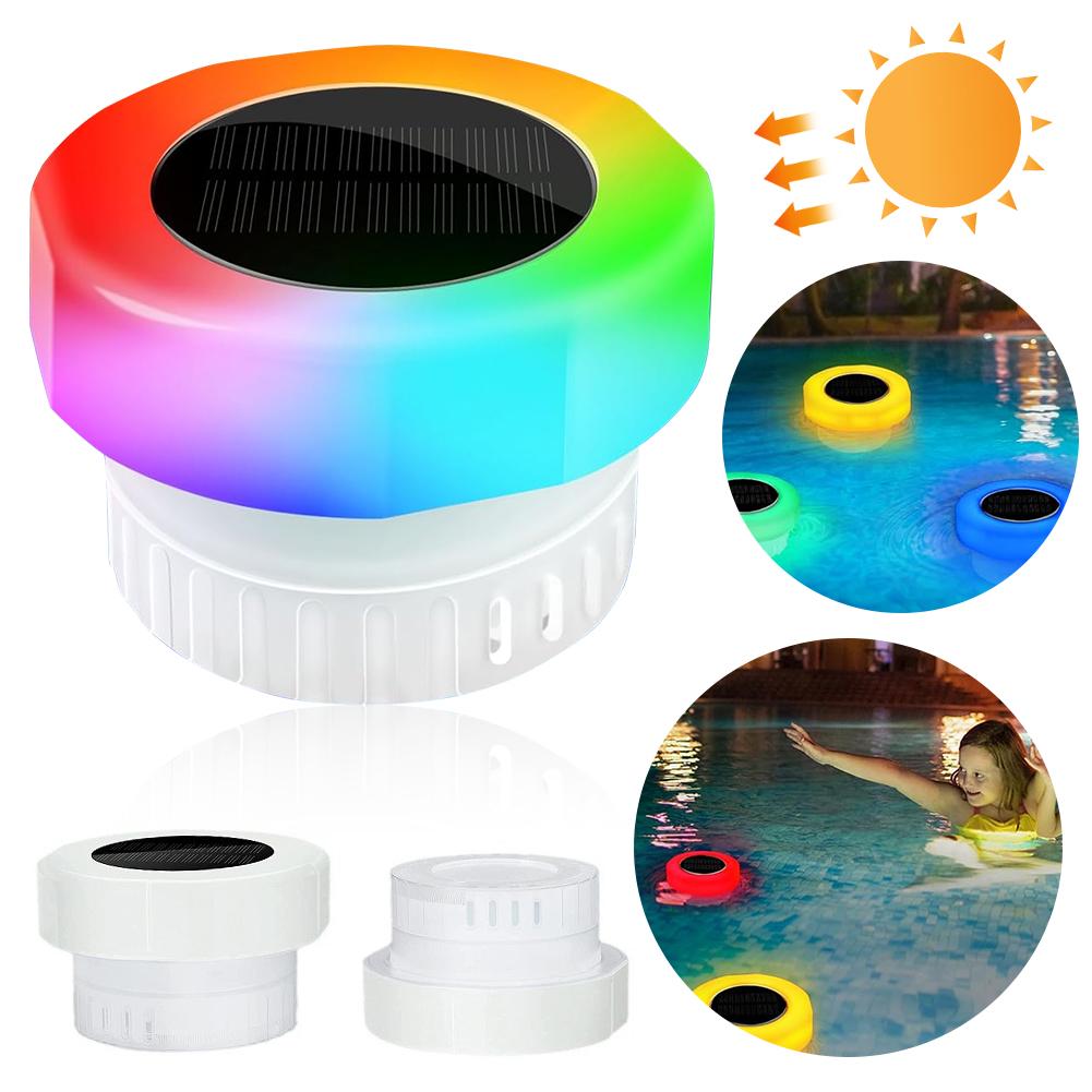 2 In 1 Pool Chlorine Floater with Solar Light for Up To 3 Inch Tablet Solar Floating Chlorine Dispenser Bromine Floater for Spa