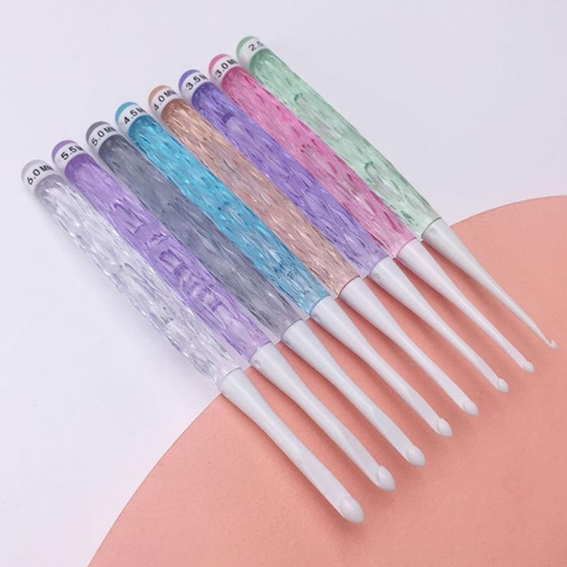 8 Stück Ergonomische Häkelnadel 8 Größen Lange Griff Häkelnadel für Anfänger Stricken Pullover Schals Tasche Socken und Mütze