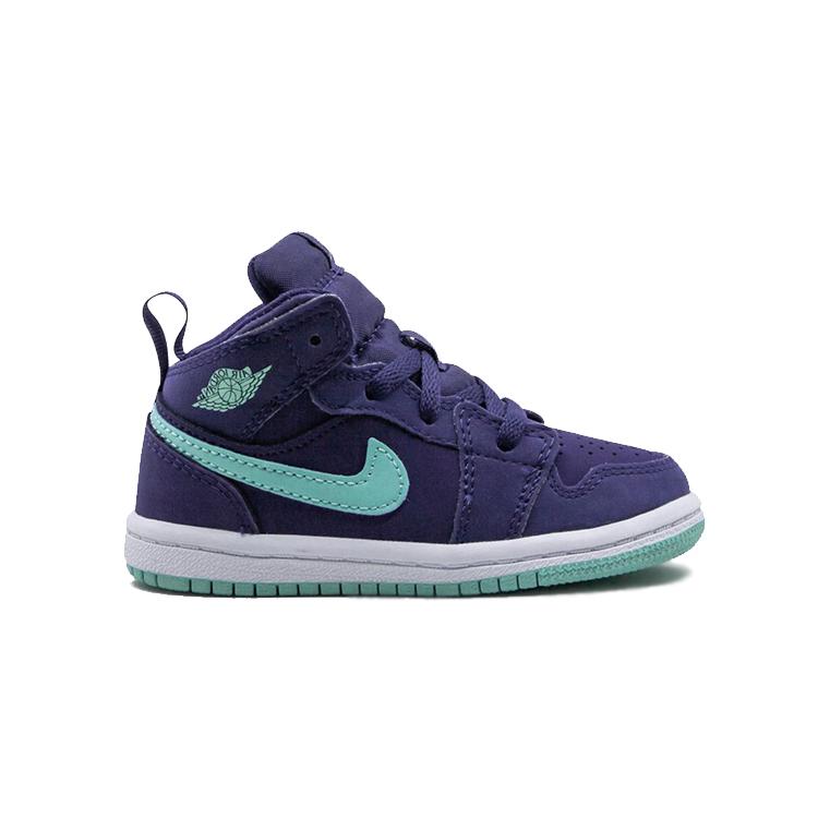 Jordan Air Jordan 1 Mid top Toddler Shoes Purple Green Infant And Toddler 644507-501