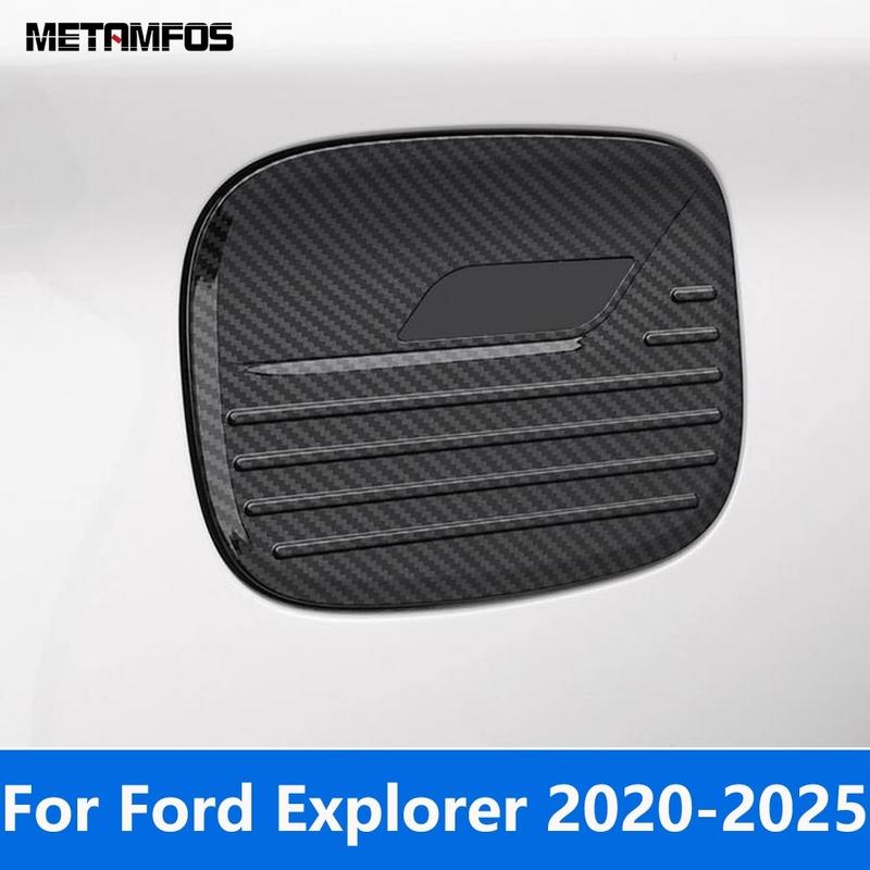 Car Door Fuel Tank Cover Trim For Ford Explorer - 2024 2025 Carbon Fiber Gas Oil Filler Cap Sticker Exterior Accessories