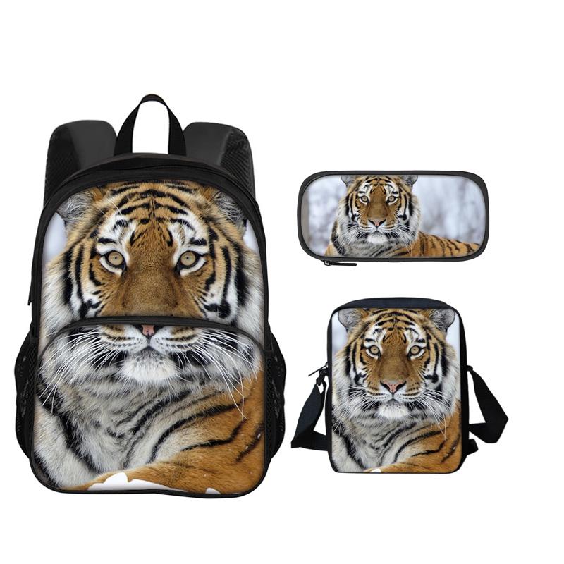 Zaino Zainetto Astuccio Borsa a tracolla Tigre con stampa animale Set da 3 pezzi regalo perfetto per la scuola i compleanni di ragazzi e ragazze