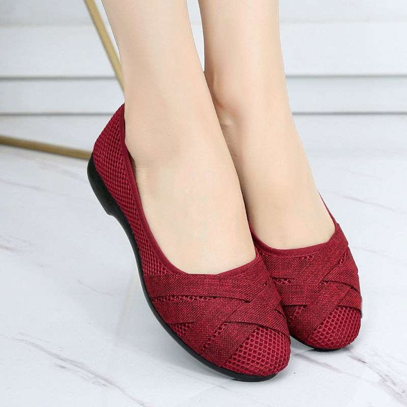 Summer old north cloth shoes women's breathable mesh pregnant women's non-slip soft-soled single shoes hollow flat-soled work shoes mother shoes