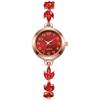 Women Bracelet Watch with Floral Chain Design Round Dial Analog Display Quartz Movement Adjustable Length for Daily Wear