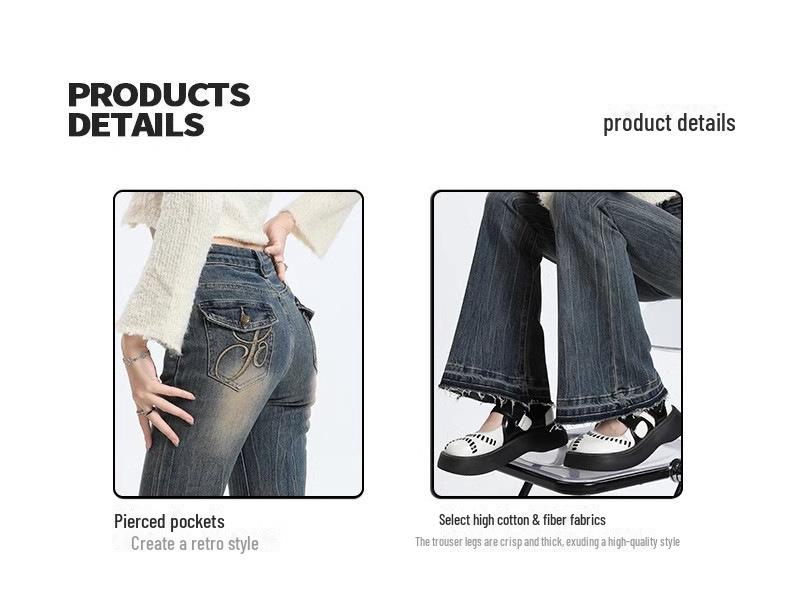 Women's High-Waist Slimming Retro Flared Jeans: Versatile Horseshoe Design for Spring & Autumn