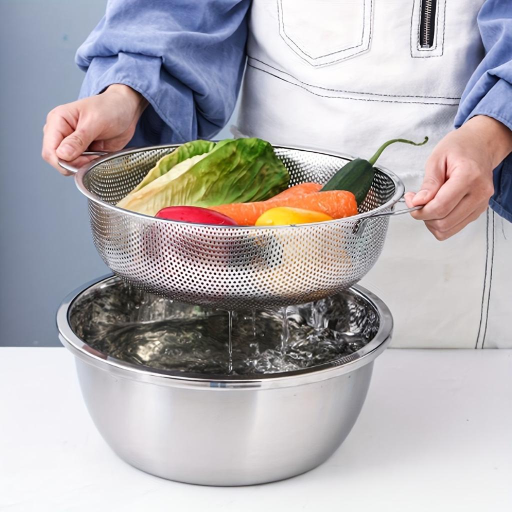 Stainless Steel Kitchen Draining Basket - Perfect for Fruits & Vegetables, Essential Cooking Accessory