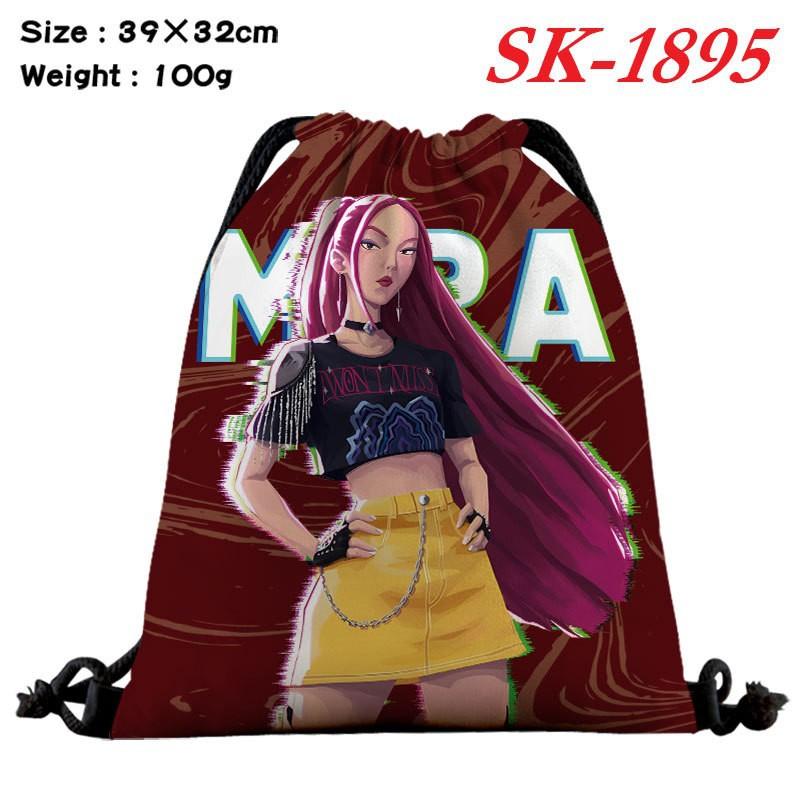 Demon Hunters Drawstring Bag Lightweight Backpack Cartoon Print Travel Fitness Clothes Storage