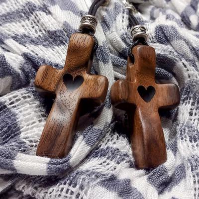 1/2/3Pcs Keychain Pendant Heart Print Charm Keyring Walnut Prayer Keychain Faith Symbol Reminder