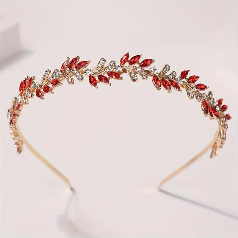 1 pièce Couronne en Strass Rétro Européenne Américaine Alliage Headwear de Mariée avec Exquis Bandeau Feuille Française Design Accessoires pour Cheveux