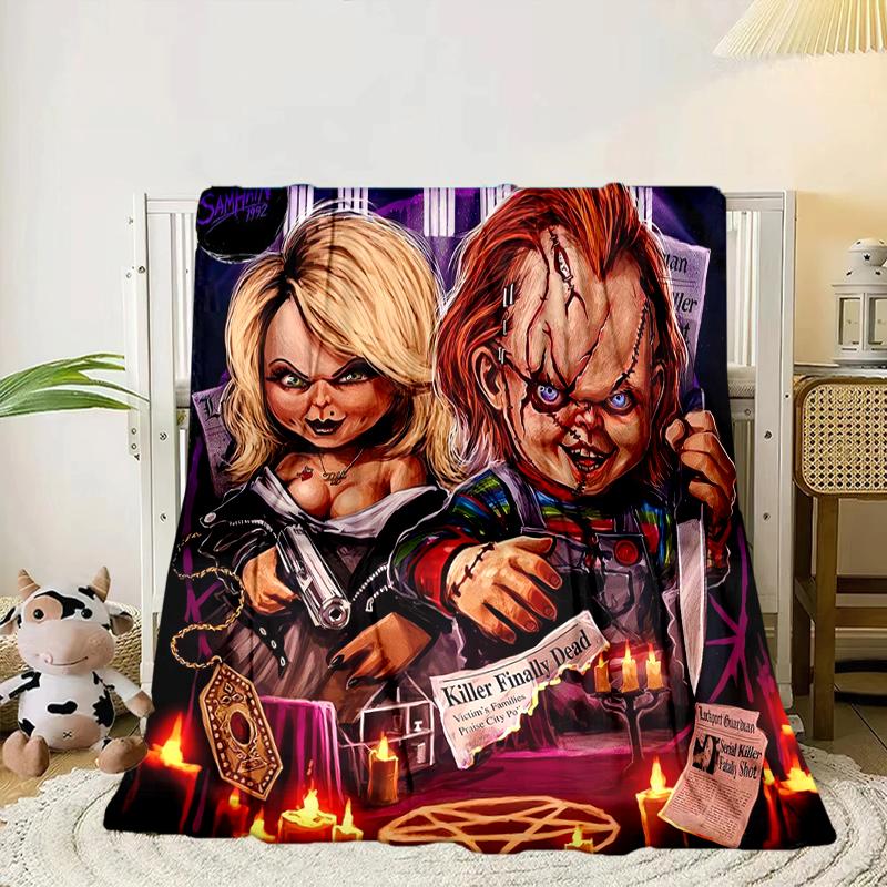 Chucky's Halloween Horror Blanket Flannel Blanket for bed, sofa, Camping, Hiking, Picnic Essentials, gift for family Fan gifts
