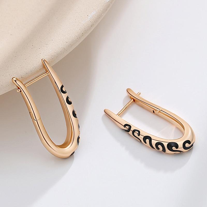 Kinel Black Enamel Dangle Earrings For Women Luxury Wedding Fine Jewelry