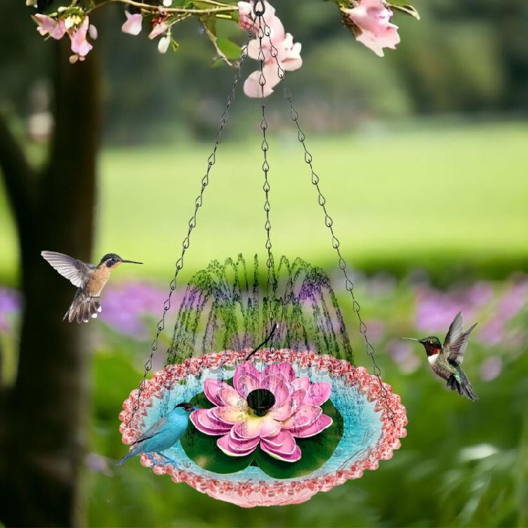Outdoor Garden Bird Bath Fountain Feeder Hanging Style ABS Water Circulations System Squirrels Friendly Design
