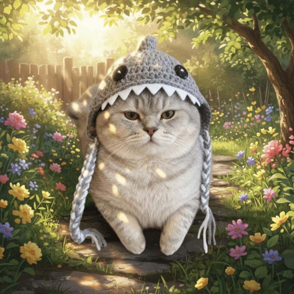 Cartoon Cat Knitted Hat Funny Cat Warm Hat Creative Pet Cosplay Headwear  Photo Props