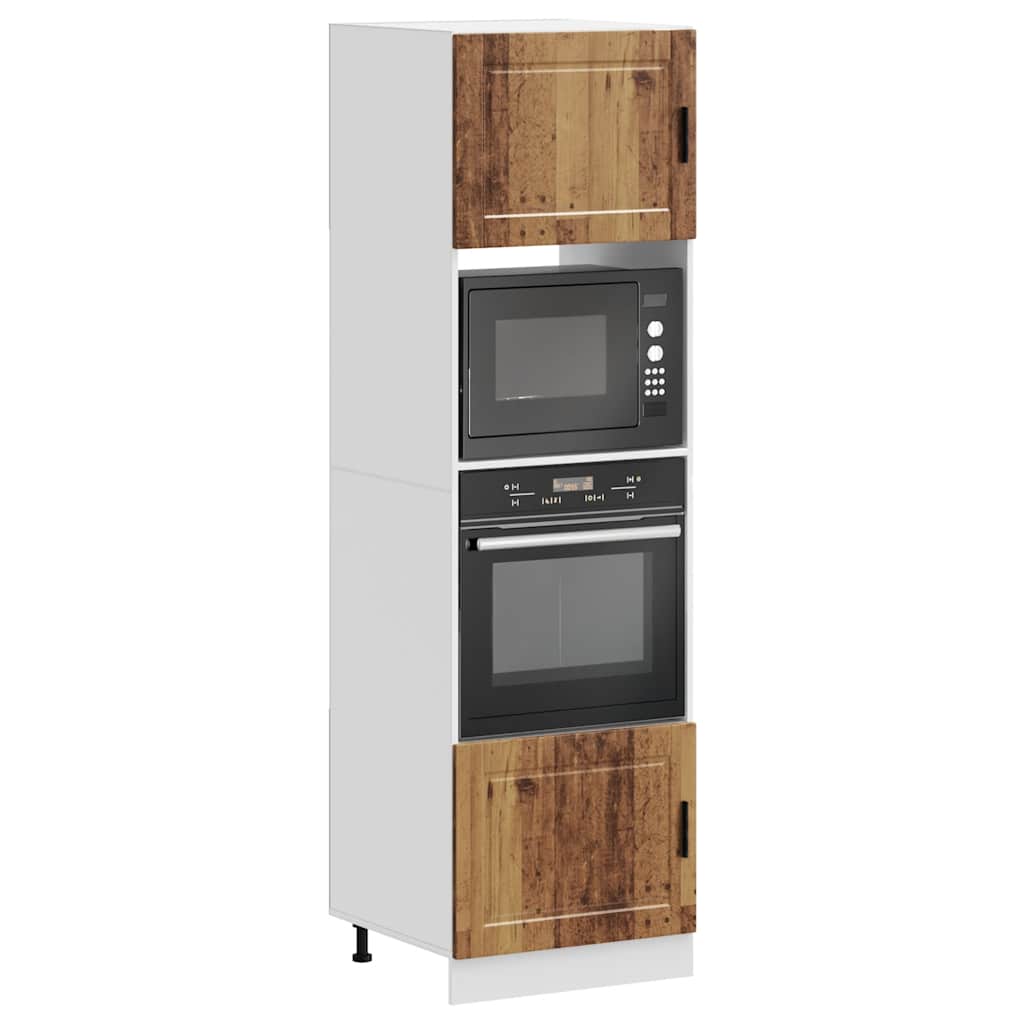 Porto Oven Cabinets (2 Pcs) Vintage Wood Look Particleboard