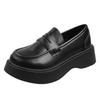 2025 New British Style Small Leather Shoes Women's Spring Versatile Retro Round Head Casual Muffin Platform Loafer Single Shoes