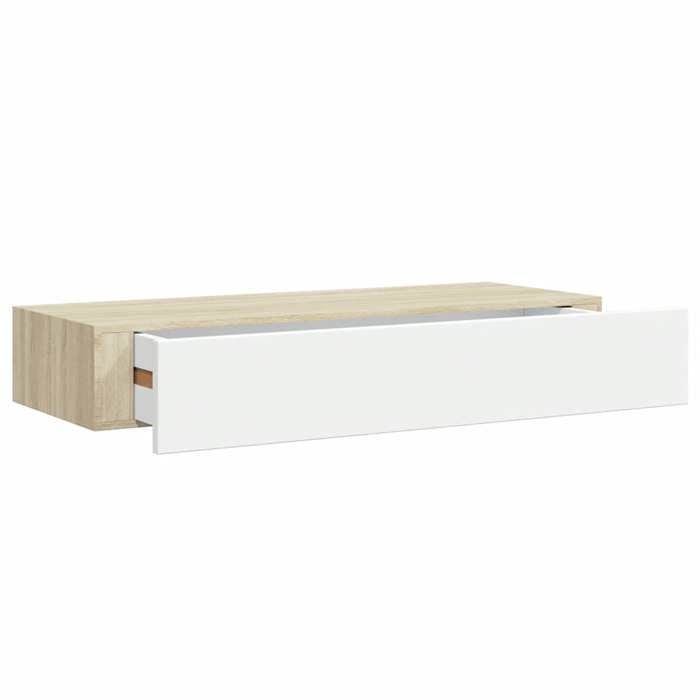 VidaXL Etagère à Tiroir Murale Etagère Flottante Suspendue Support Mural Salon Salle de Séjour Maison Intérieur Chêne et 330263