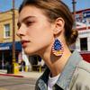 10 Pairs Earrings Flag Patriotic Women 250th Anniversary Red White Blue Lightweight Earrings Celebration Jewelry Gift Wholesale