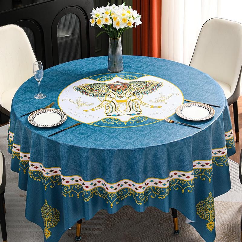 Light Luxury Simple 180Cm Large Round Tablecloth Waterproof, Oil-Proof And Anti-Scalding Pvc Dining Table Mat Hand-Painted Tablecloth