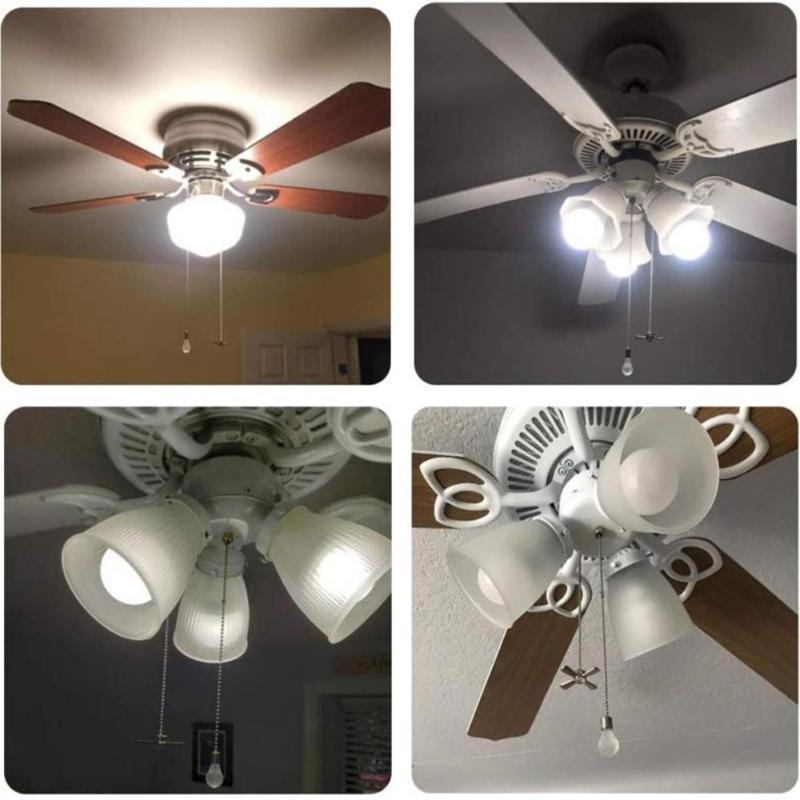 2Pcs/Set Ceiling Fan Pull Chain Beaded Ball Extension Chains with Light Bulb and Fan Cord