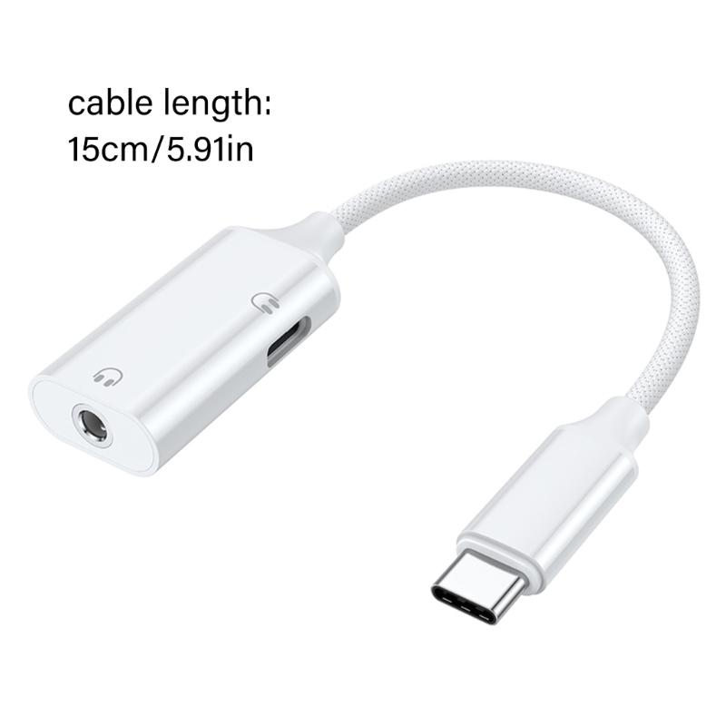 Type C Headphone Jacks Splitter PD60W Power Delivery HiFi Sound Nylons Braids Cable Simultaneous Charging Sound Use