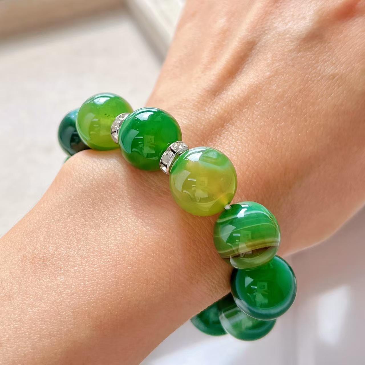 Retro 14Mm Large Particle High Order Natural Chalcedony Agate Bracelet Bracelet.