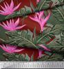 Soimoi Japan Crepe Satin Stoff Blomster & Blader Tropisk Stoff Prints etter meter 42 tommer