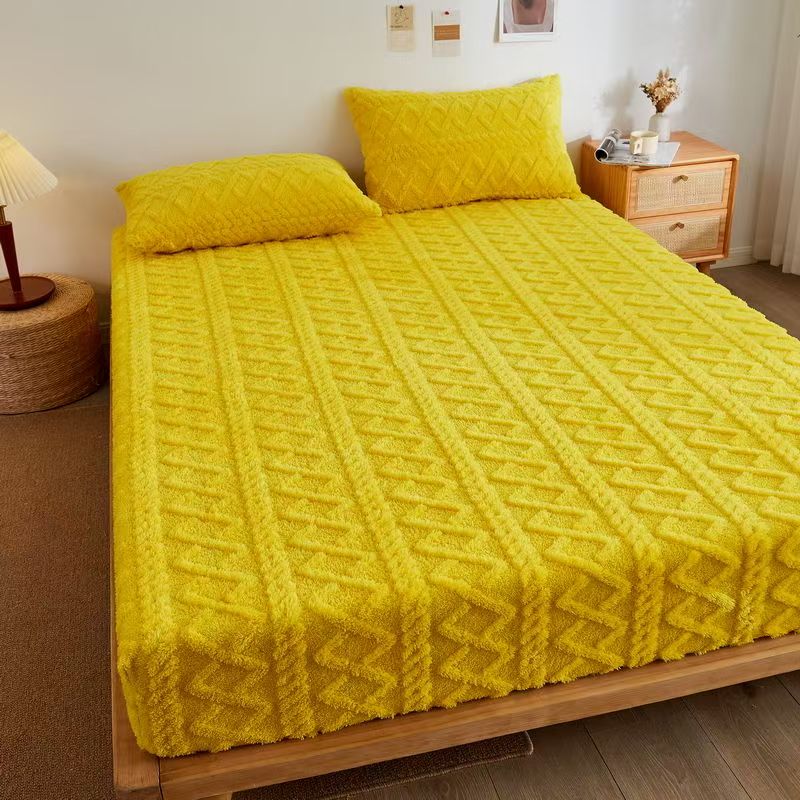 

Однотонное фланелевое плюшевое постельное белье Простыня на резинке Бархатисто-мягкая Тяжелая Нескользящая Защитная накидка для матраса 200x220x30cm