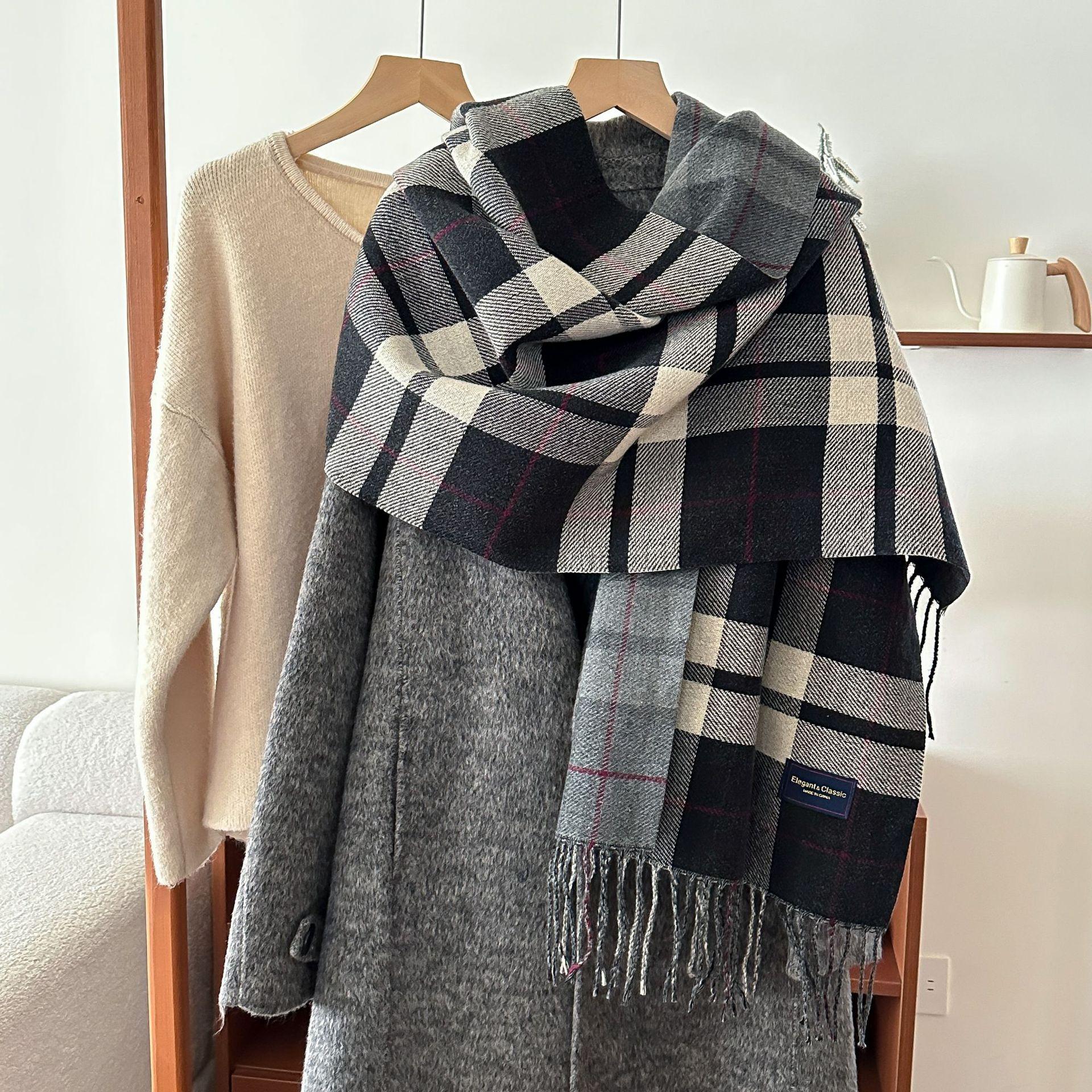 

Осенне-зимняя ретро атмосфера теплый шарф женская шаль универсальный для поездок бахрома тонкий песок имитация кашемира шарф 54*205cm