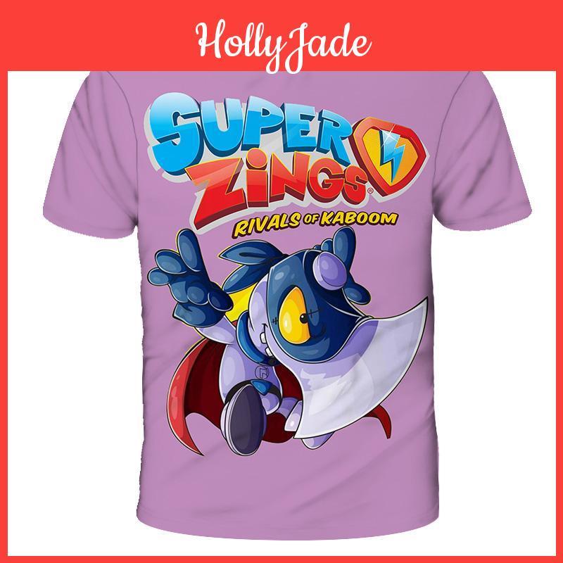 Boys Cartoon Tshirt Zings Super Girls Summer Print Short Sleeve T Shirt Children Hip Hop Clothes Kids Superthings Harajuku Tees