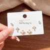 Elegant Rhinestone & Pearl Cross Stud Earrings Set for Women - Three-Piece Luxurious Accessory Collection