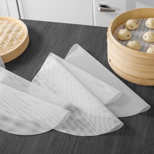 Set of 5 Steaming Cloths for Steamers, 24cm, 26cm, and 28cm Diameter, Heat-Resistant, Food-Grade Silicone, Reusable, Washable, for Steaming Buns, Dim