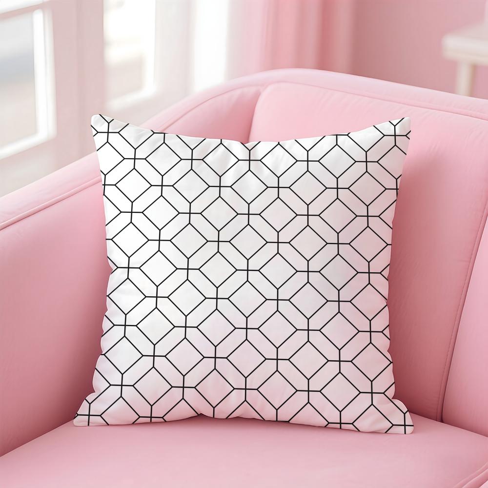 Businessstyle Geometric Minimalist Pattern Cushion Cover Pillow Case Soft Skin Friendly Fabric  Concealed Zipper